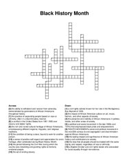Black History Month crossword puzzle