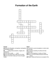 Formation of the Earth crossword puzzle