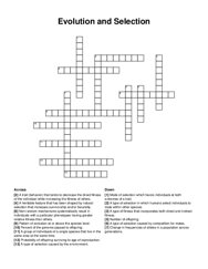 Evolution and Selection crossword puzzle