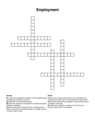 Employment crossword puzzle