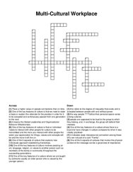 Multi-Cultural Workplace crossword puzzle