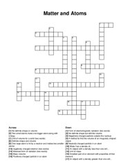 Matter and Atoms crossword puzzle
