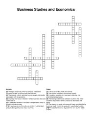 Business Studies and Economics crossword puzzle