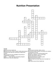 Nutrition Presentation crossword puzzle