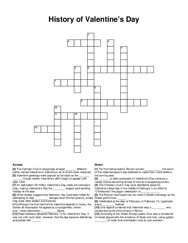 History of Valentines Day crossword puzzle