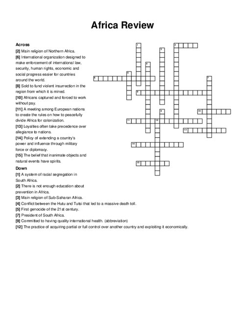Africa Review Crossword Puzzle