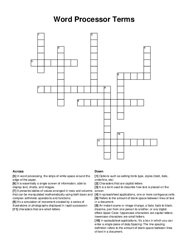 Word Processor Terms crossword puzzle