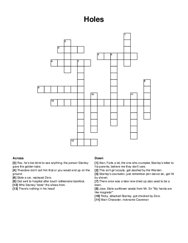 Holes crossword puzzle