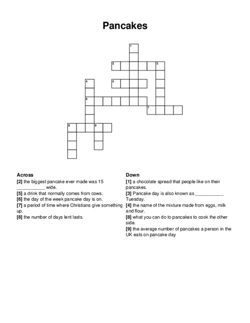 Pancakes Crossword Puzzle