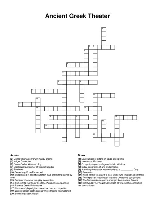 Ancient Greek Theater Crossword Puzzle
