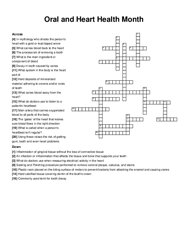 Oral and Heart Health Month crossword puzzle