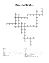 Mendelian Genetics crossword puzzle