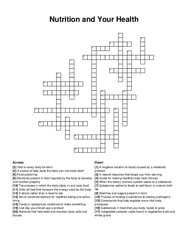 Nutrition and Your Health crossword puzzle