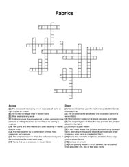 Fabrics crossword puzzle