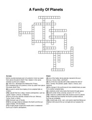 A Family Of Planets crossword puzzle