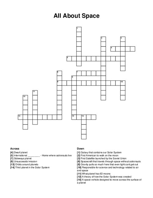All About Space Crossword Puzzle