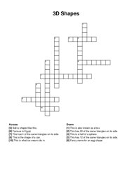 3D Shapes crossword puzzle