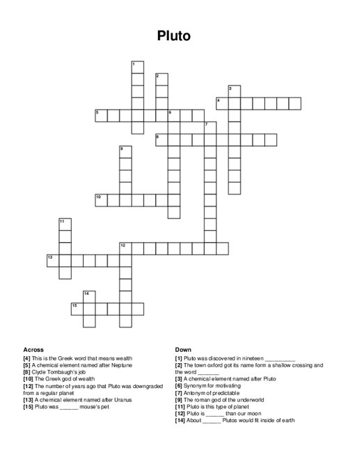 Pluto Crossword Puzzle