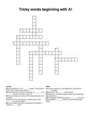 Tricky words beginning with A! crossword puzzle
