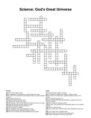 Science: Gods Great Universe crossword puzzle