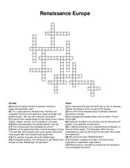 Renaissance Europe crossword puzzle