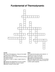 Fundamental of Thermodynamic crossword puzzle
