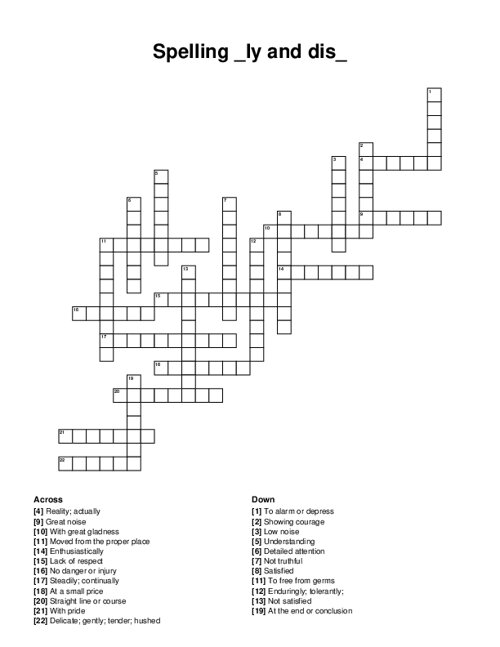 Spelling _ly and dis_ Crossword Puzzle