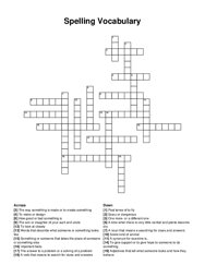 Spelling Vocabulary crossword puzzle