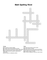 Math Spelling Word crossword puzzle