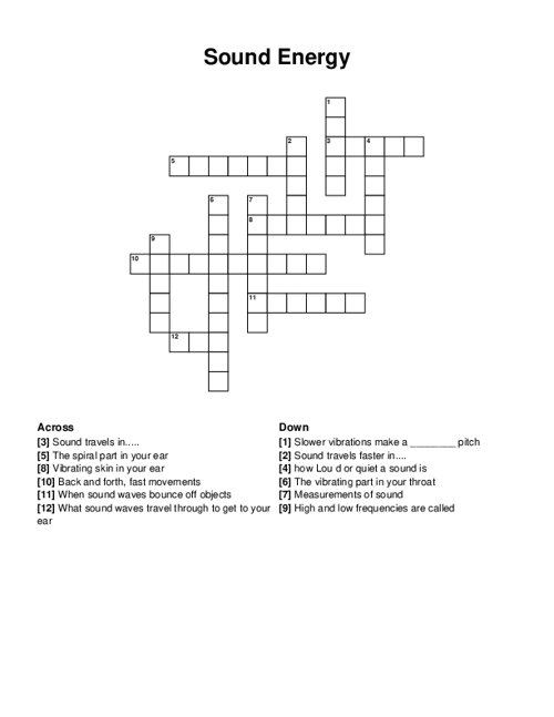 Sound Energy Crossword Puzzle