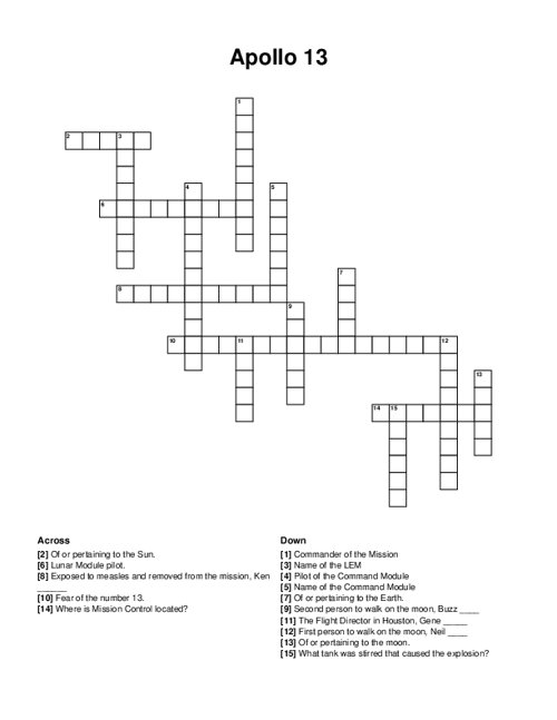 Apollo 13 Crossword Puzzle