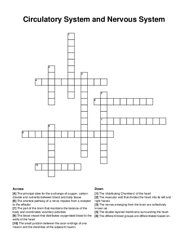 Circulatory System and Nervous System crossword puzzle