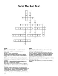 Name That Lab Test! crossword puzzle