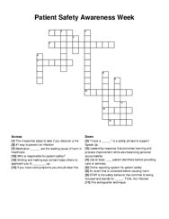 Patient Safety Awareness Week crossword puzzle