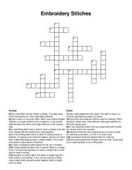 Embroidery Stitches crossword puzzle