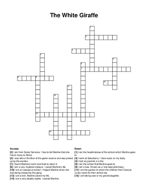 The White Giraffe Crossword Puzzle