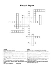 Feudal Japan crossword puzzle