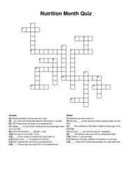 Nutrition Month Quiz crossword puzzle