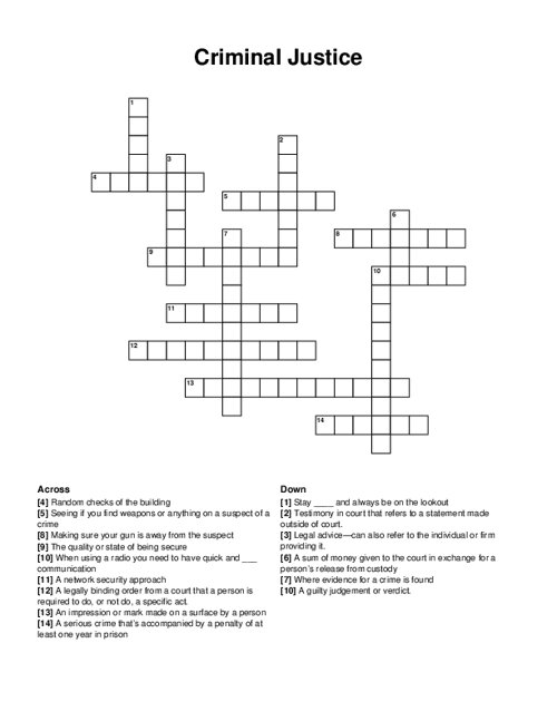 Crime, Law and Order Crossword Puzzle