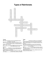 Types of Rainforests crossword puzzle