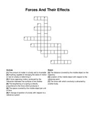 Forces And Their Effects crossword puzzle