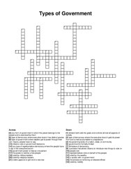 Types of Government crossword puzzle