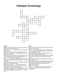 Volleyball Terminology crossword puzzle