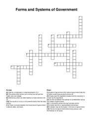 Forms and Systems of Government crossword puzzle