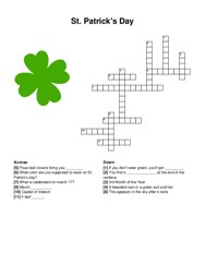 St. Patricks Day crossword puzzle