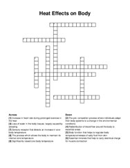 Heat Effects on Body crossword puzzle