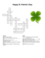Happy St. Patricks Day crossword puzzle