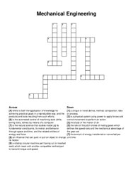 Mechanical Engineering crossword puzzle