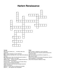 Harlem Renaissance crossword puzzle