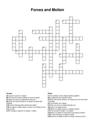Forces and Motion crossword puzzle